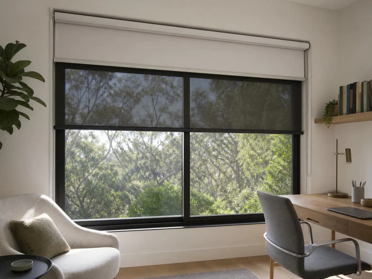 Dual roller blinds combining daytime screening and blockout control