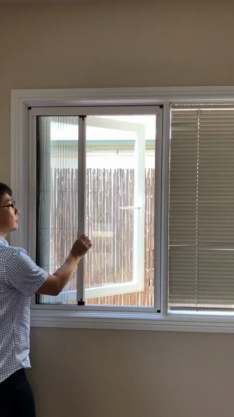 Pleated window fly screen demonstration