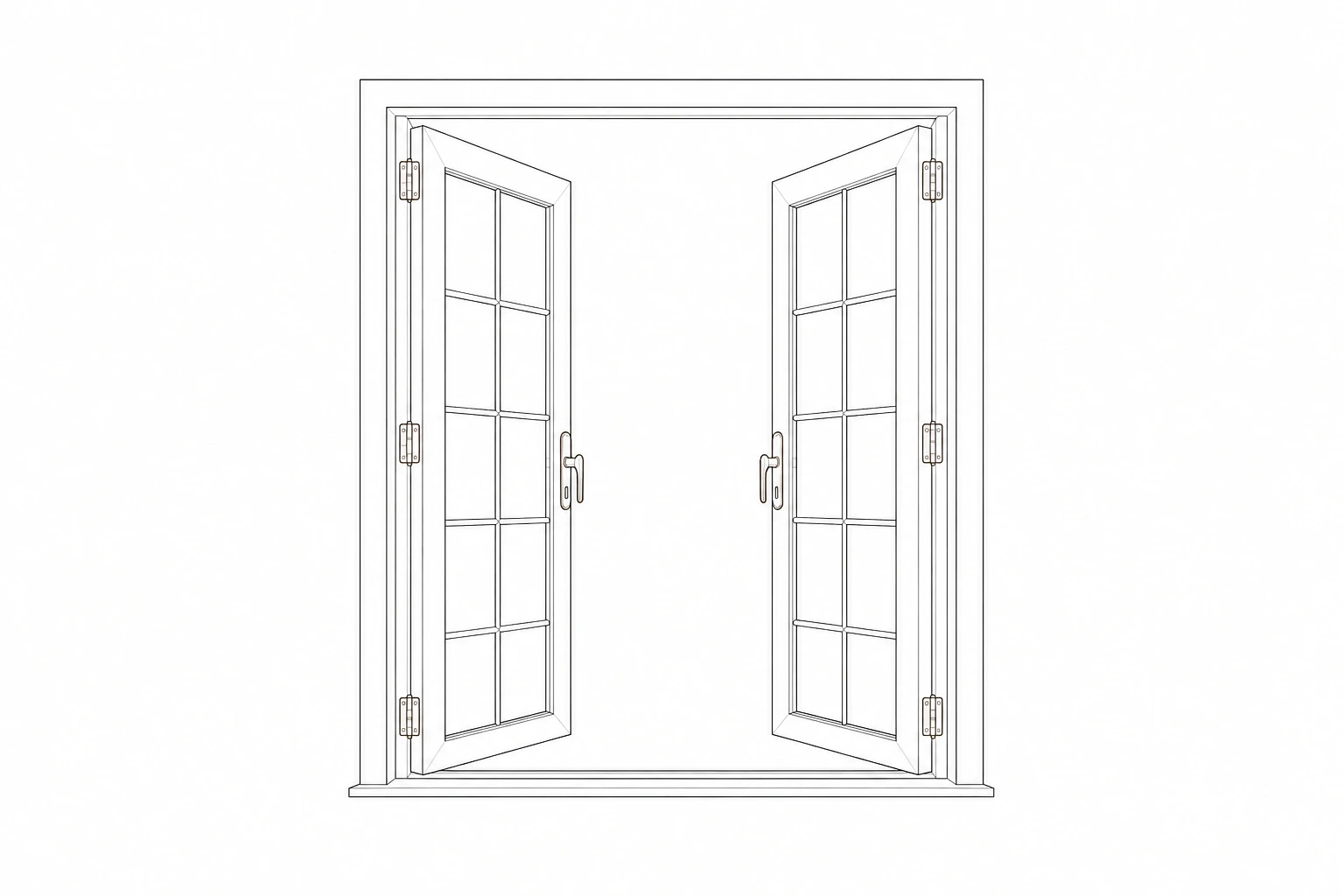 Retractable fly screen fitted to French doors