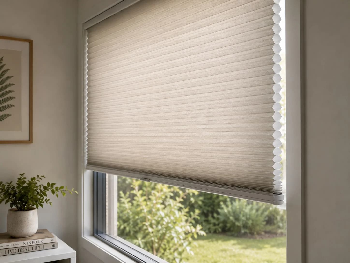 Honeycomb blinds fitted to a residential window