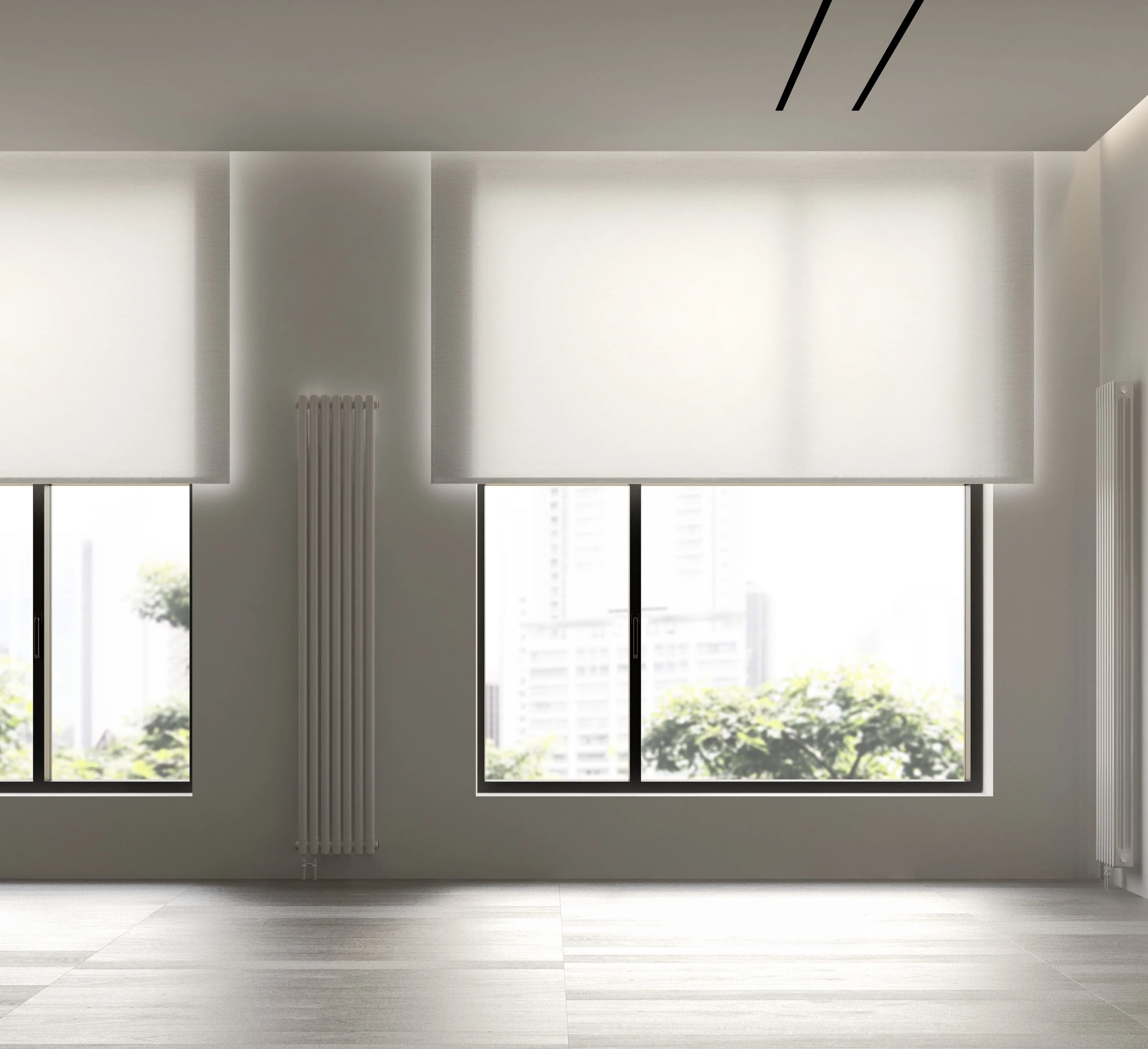 Roller blind fitted to a residential window
