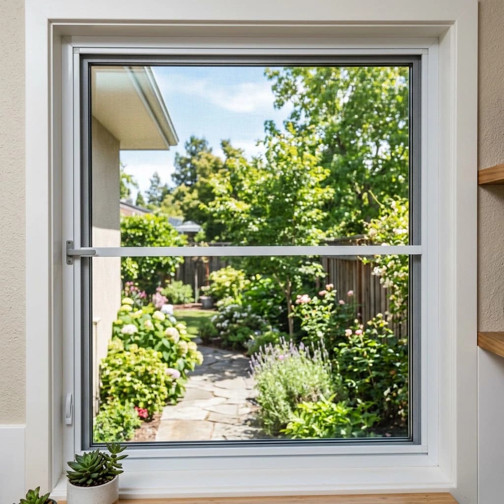 Window fly screen fitted to a residential window
